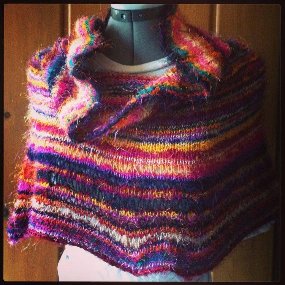 Cowl Neck Poncho Knitting Pattern for Spice Market Yarn
