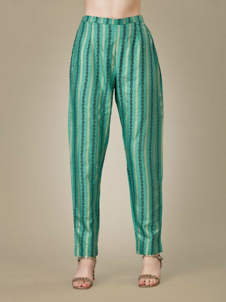 Women's Pista Green Rayon Straight Kurta and Pant Set