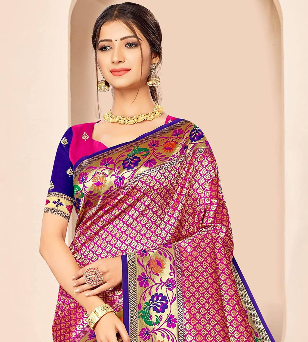 Rani Blue Banarasi Paithani Silk Saree with Zari Jacquard Work