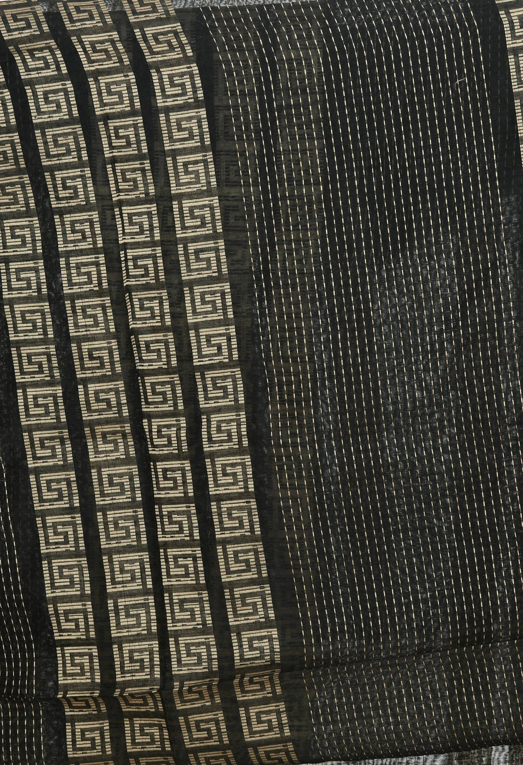 Black Handloom Cotton Dupatta - Traditional Ethnic Scarf