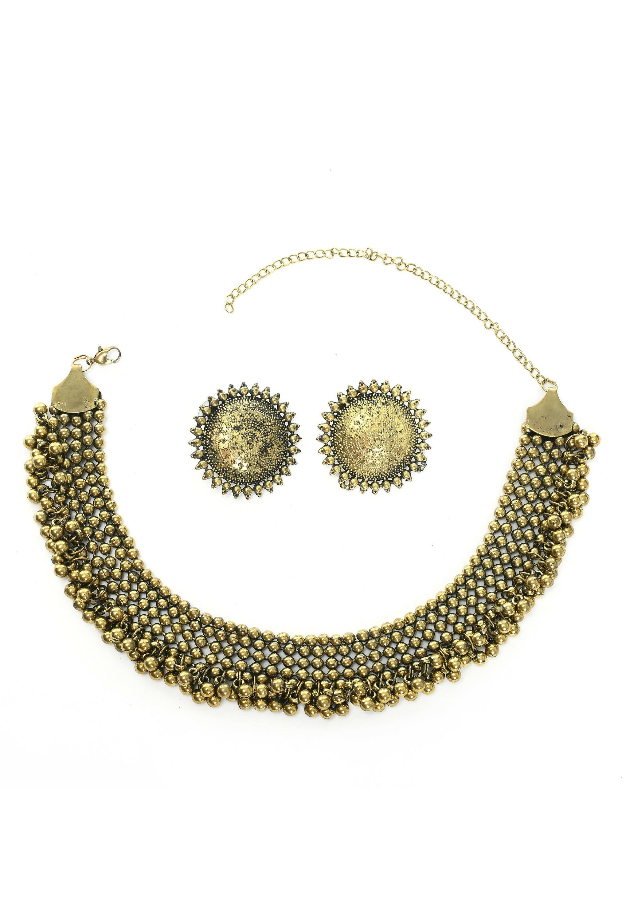 Gold-Polished Ghungroo Choker Set Oxidised Brass Jewelry