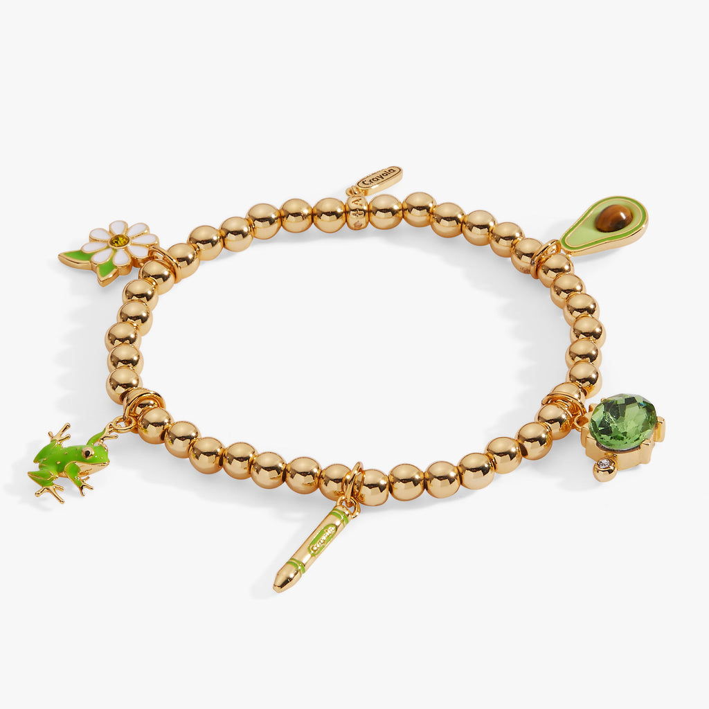 Forest Green Nature Charm Stretch Bracelet with Citrine and Peridot