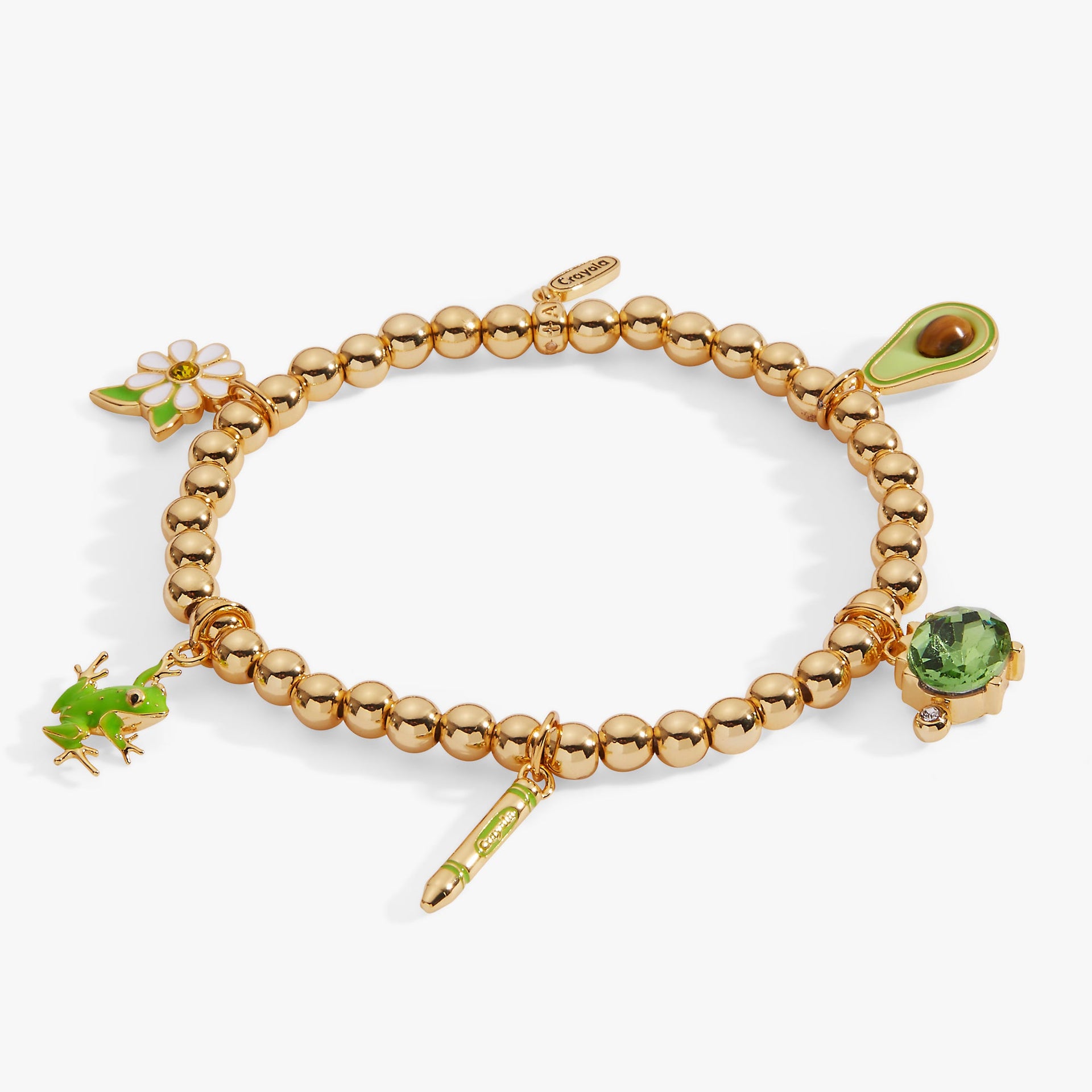 Forest Green Nature Charm Stretch Bracelet with Citrine and Peridot