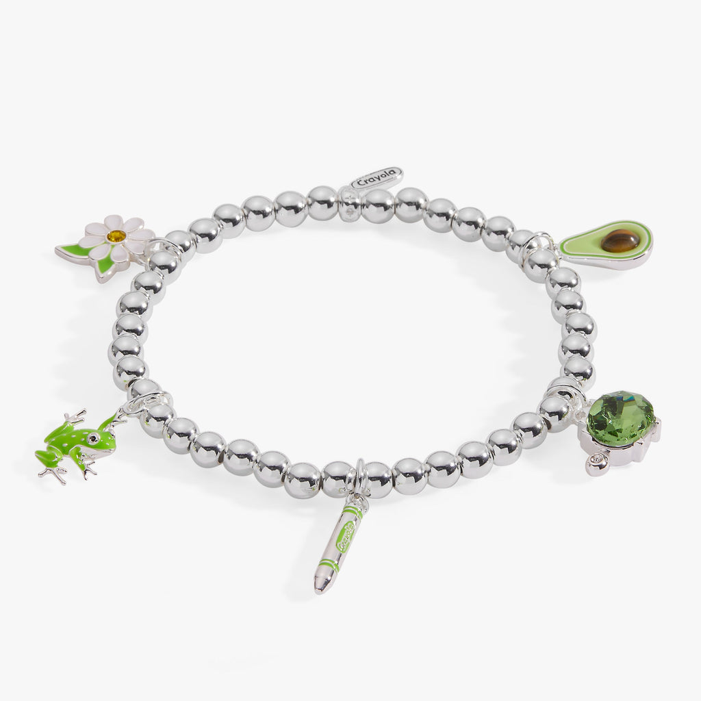 Forest Green Nature Charm Stretch Bracelet with Citrine and Peridot
