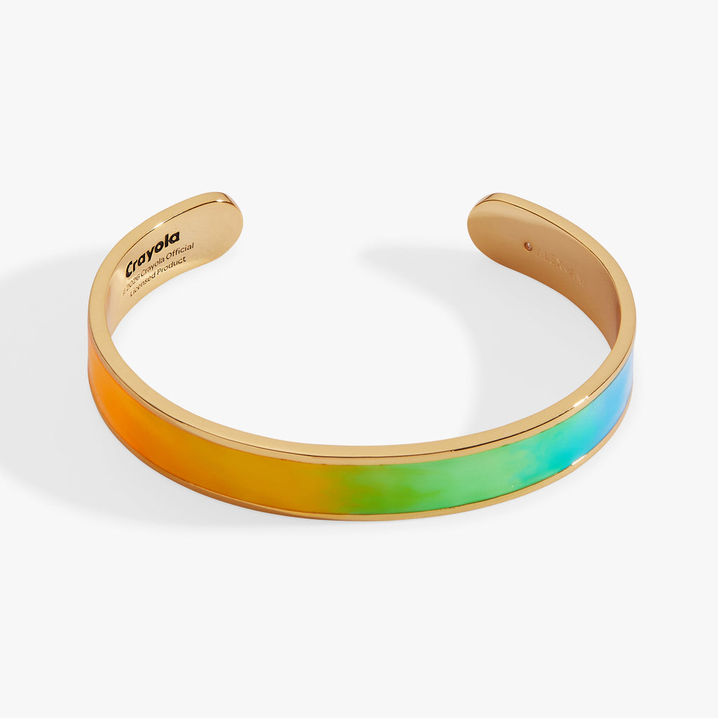 Rainbow Gradient Resin Cuff Bracelet with Shimmer Ombre Effect