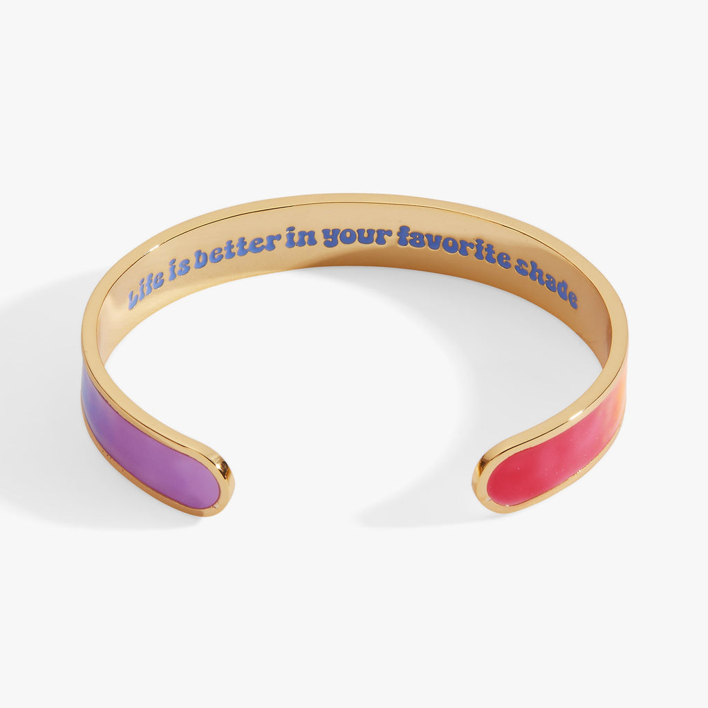 Rainbow Gradient Resin Cuff Bracelet with Shimmer Ombre Effect