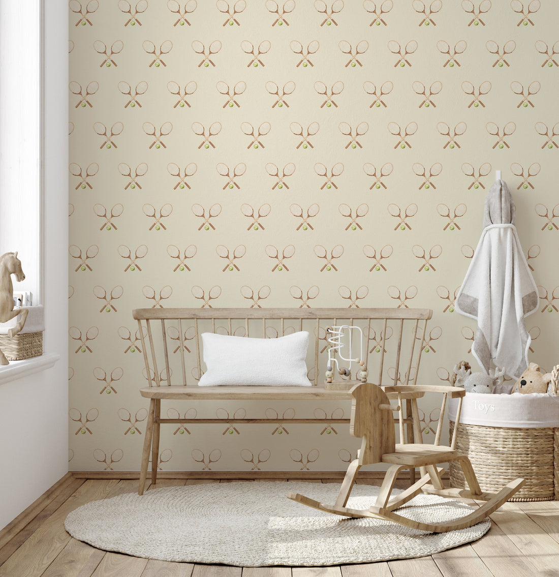 Deuce Wallpaper: Preppy Vintage-Inspired Sage, Pink & Beige Decor