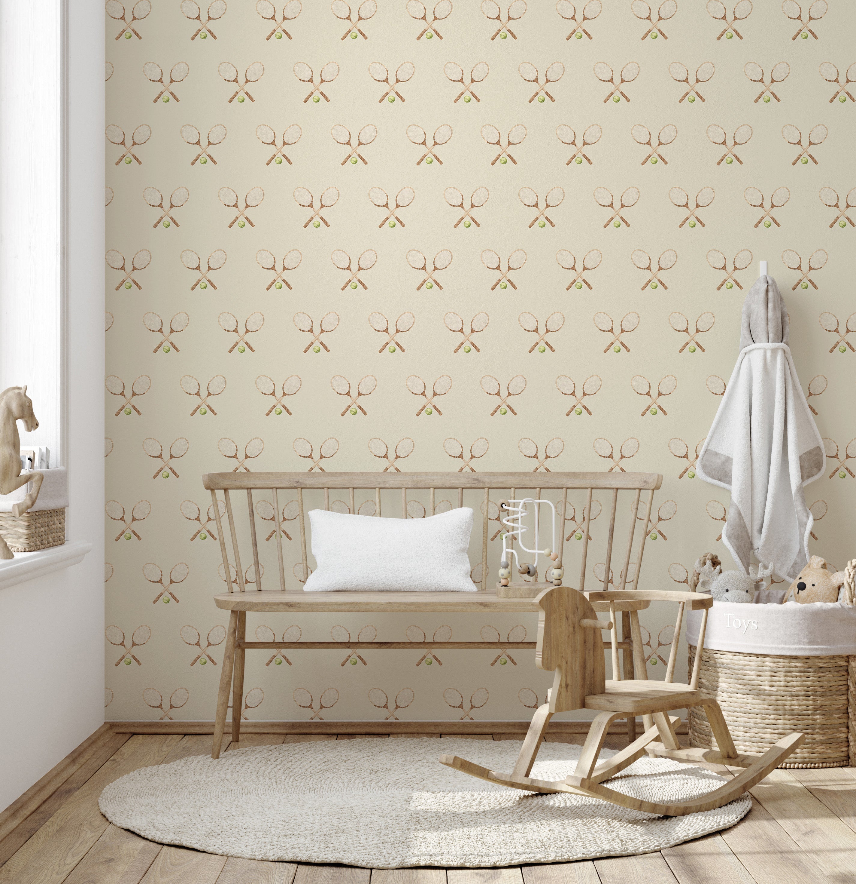 Deuce Wallpaper: Preppy Vintage-Inspired Sage, Pink & Beige Decor