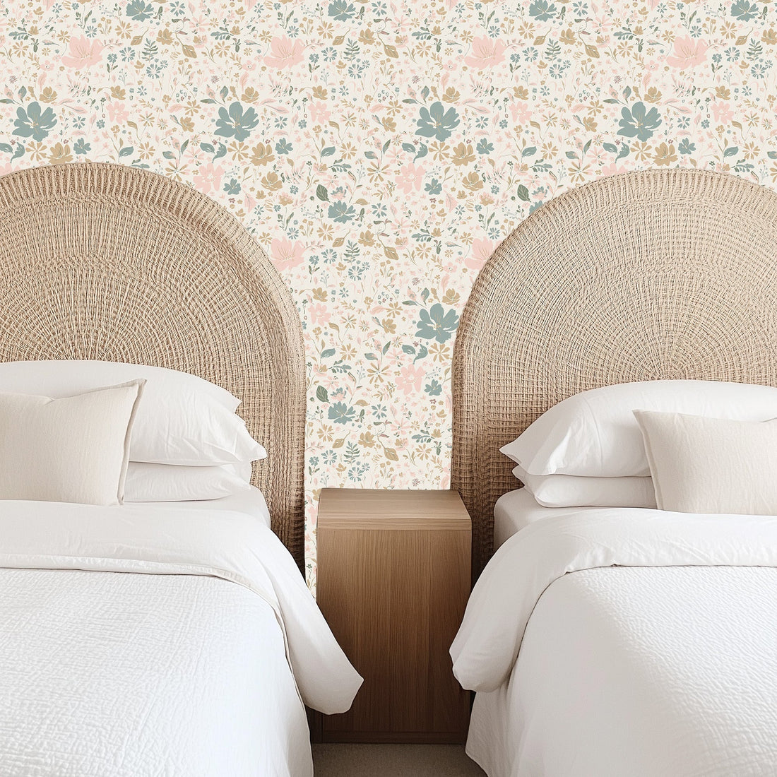 Martie Floral Removable Wallpaper in Pink and Sage-Green
