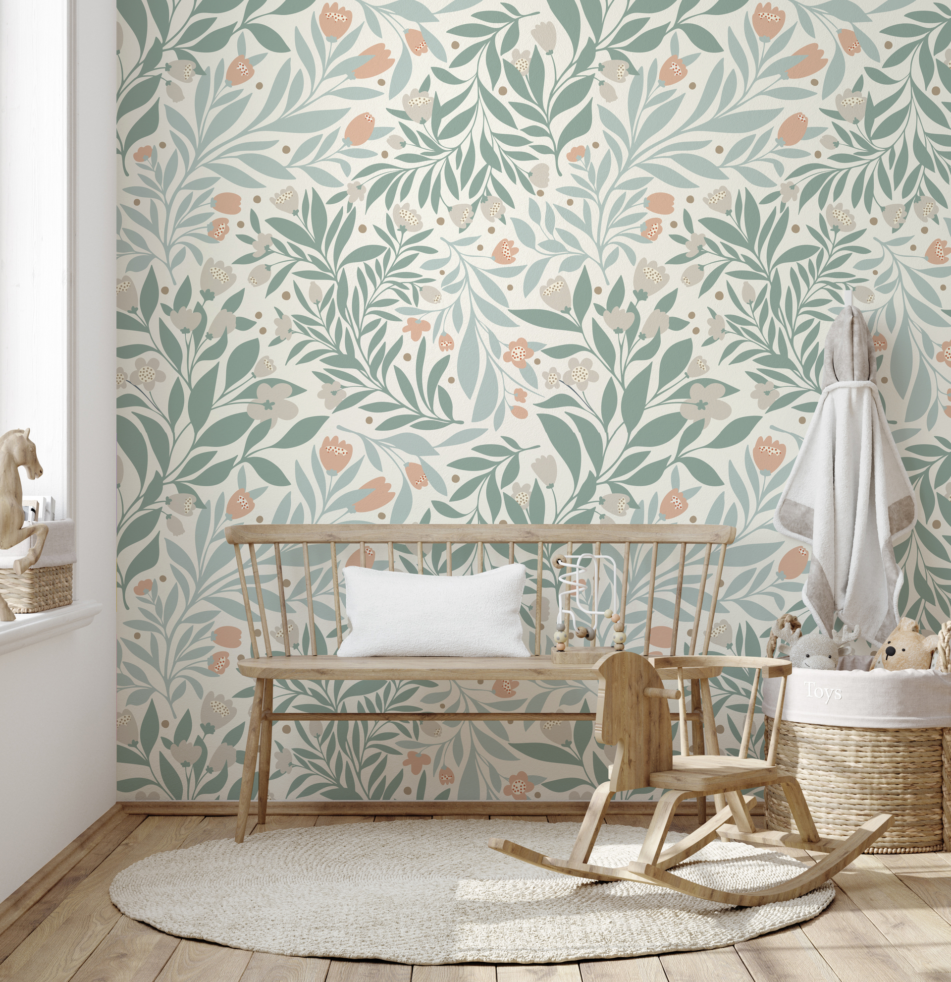 Kendall wallpaper design by Sara Mari displayed on a feature wall
