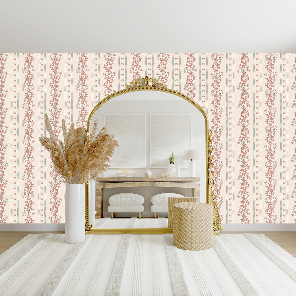 Scottie Wallpaper – Modern Farmhouse Brown, Tan, Pink & White