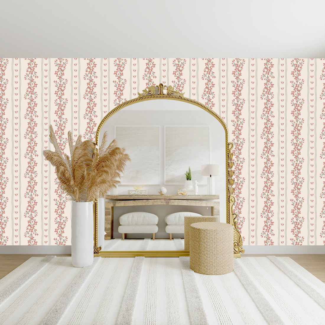 Scottie Wallpaper – Modern Farmhouse Brown, Tan, Pink & White