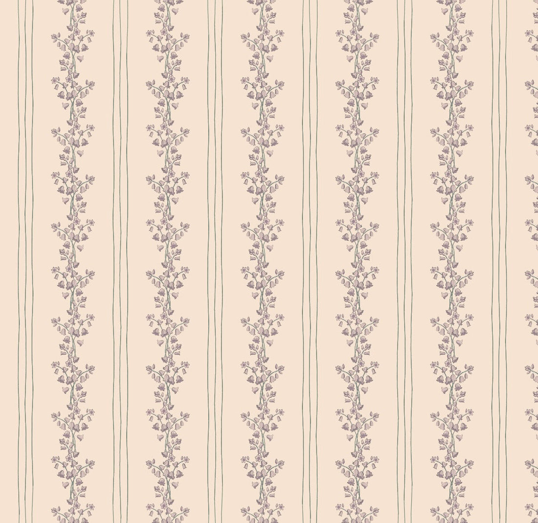 Janie Floral Wallpaper in Blue, White, Charcoal, and Cream