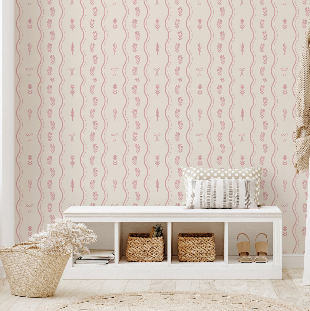 Ellyn Wallpaper pattern by Danielle Chandler Design applied to a modern interior wall