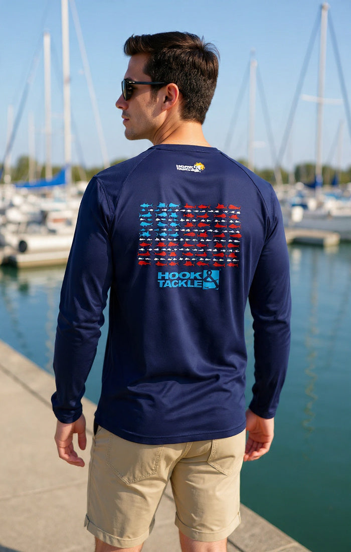 Men's American Fish Long Sleeve UV Protection Fishing Shirt - Image 4