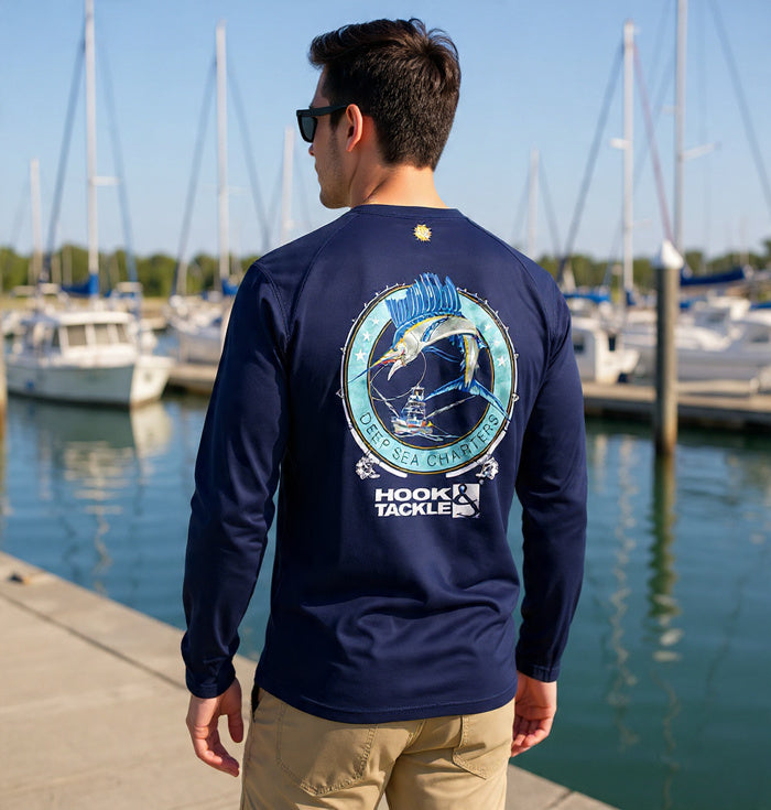Men's Long Sleeve UV Protection Sailfish Graphic Fishing Shirt