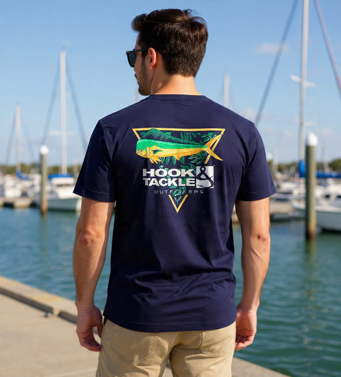 Men's Mahi Tropics Graphic Fishing T-Shirt in Navy - Image 2
