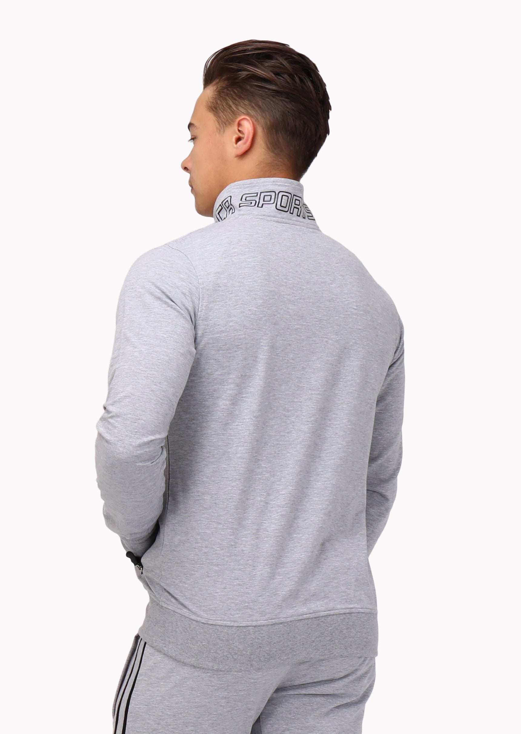 Men's Black Full Zip Athletic Sweatshirt with Stand Collar - Image 9