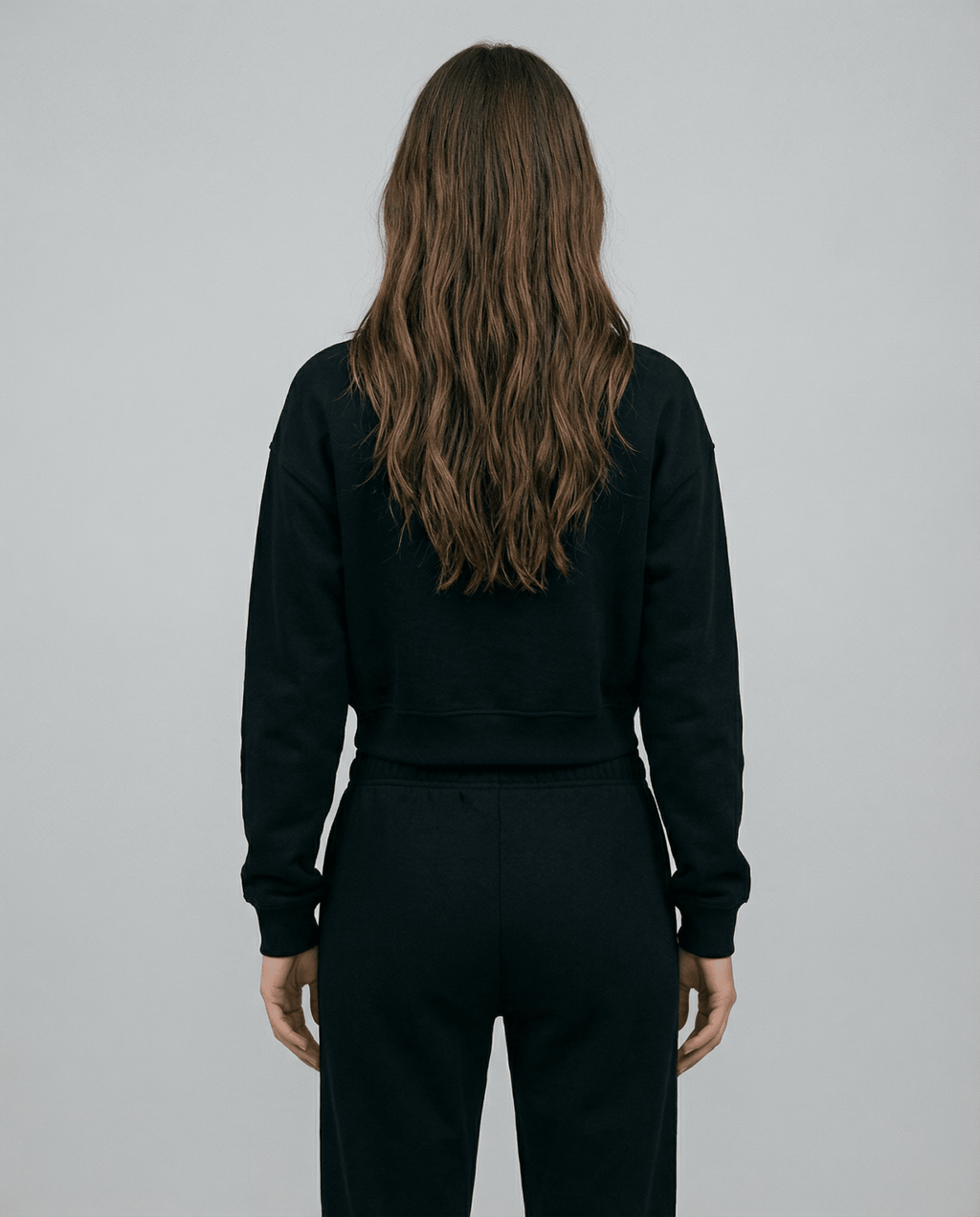 Women's Cropped Half-Zip Pullover Sweatshirt in Black - Image 4