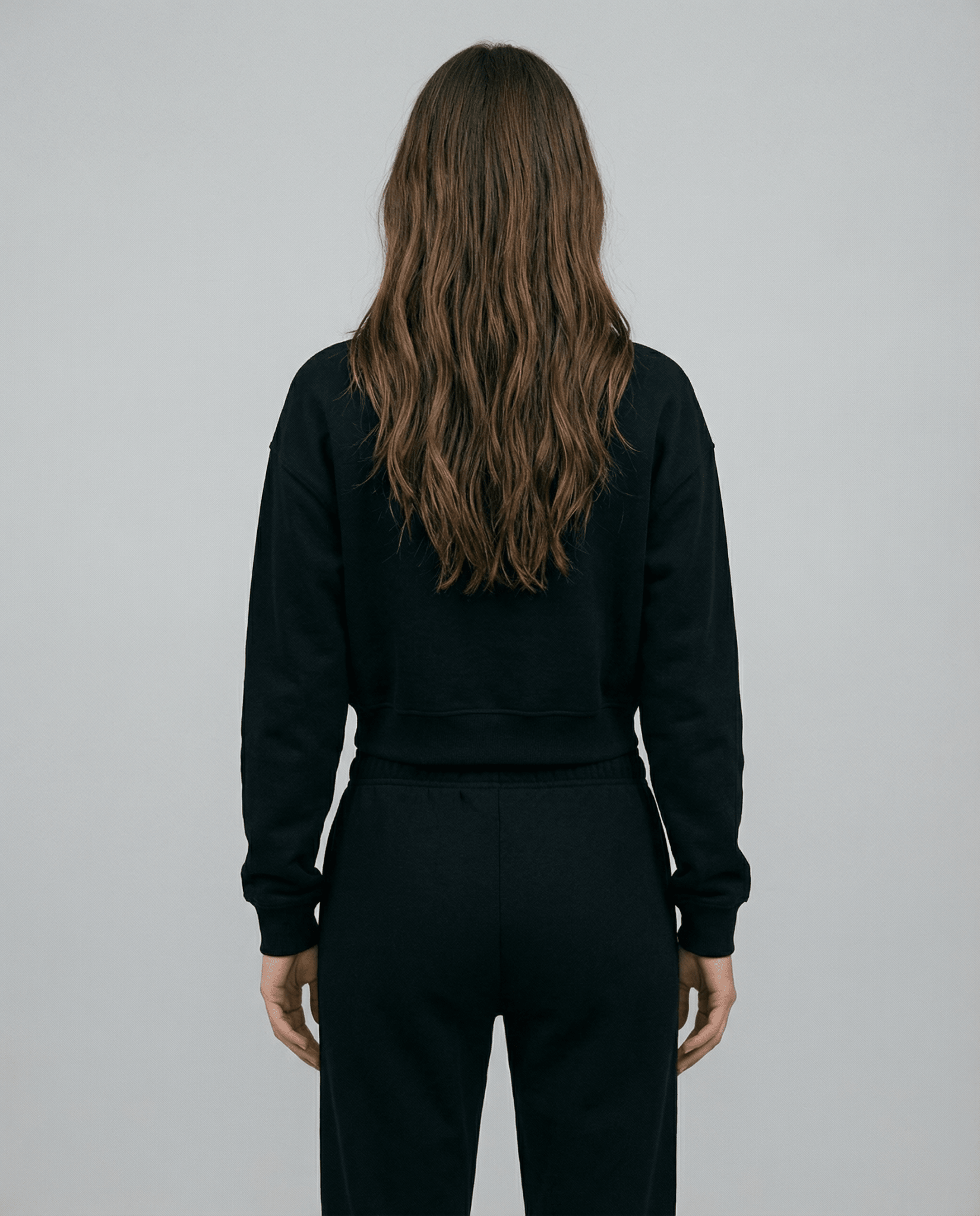 Women's Cropped Half-Zip Pullover Sweatshirt in Black - Image 4