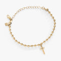 Alex and Ani cross charm bracelet on a ball chain with a clear crystal accent