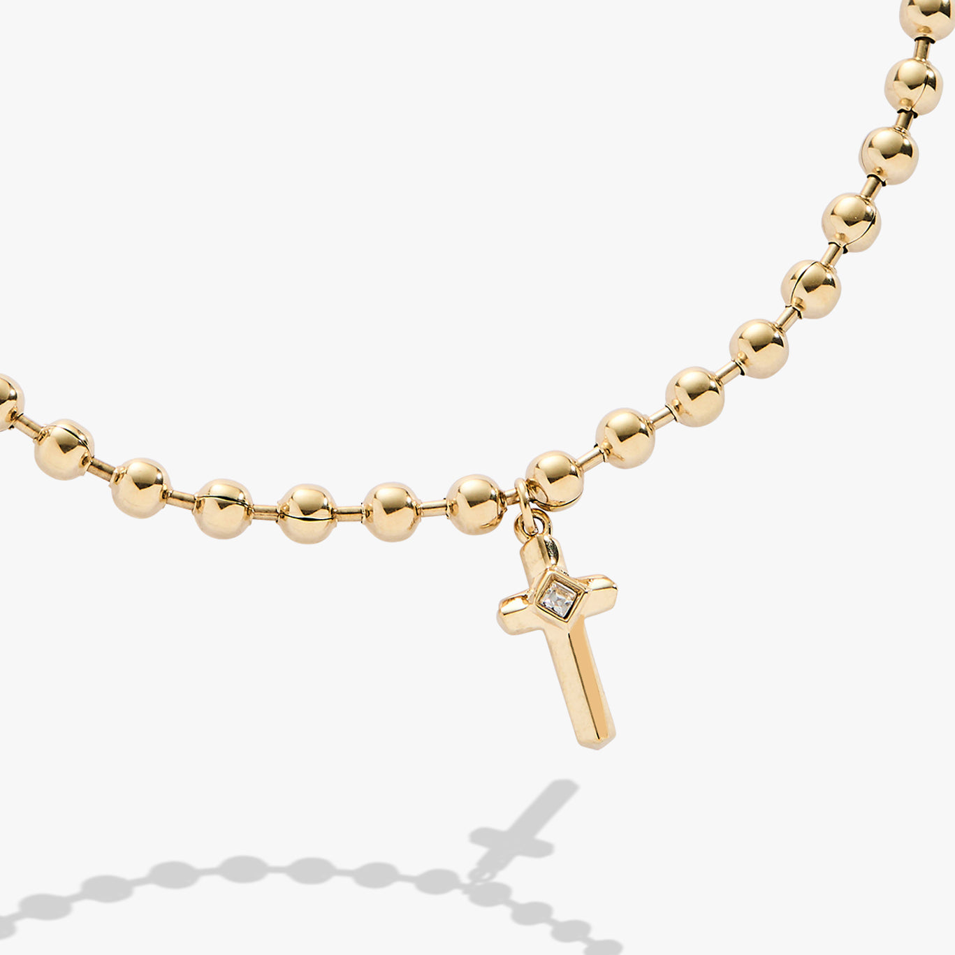 Cross Ball Chain Bracelet with Crystal Charm