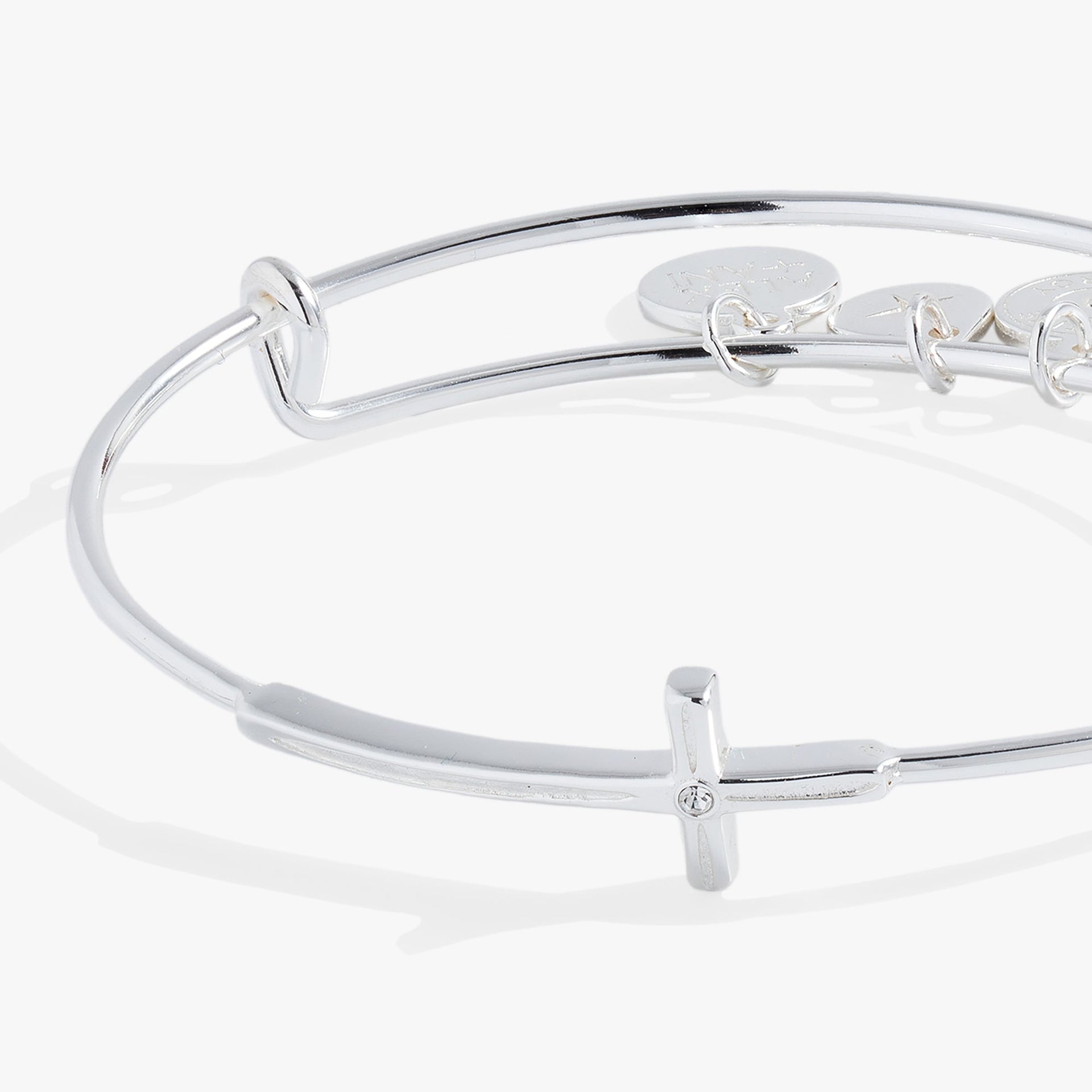 Cross Inline Bangle Bracelet with Crystal Detail