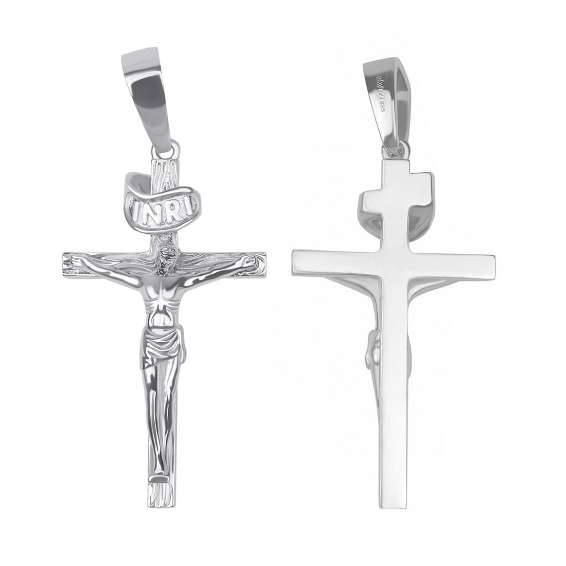 Jesus Crucifix Cross Pendant in 925 Sterling Silver