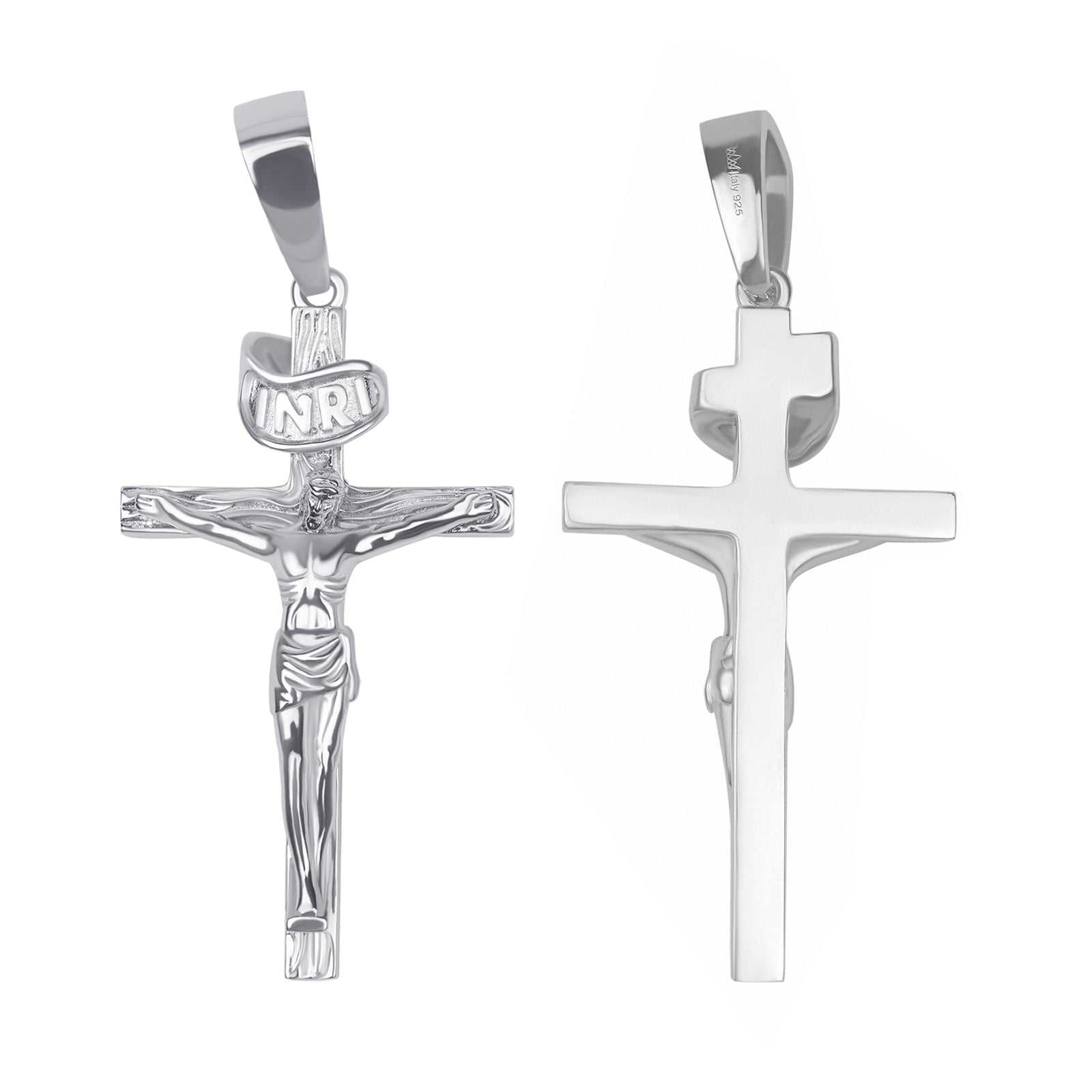 Jesus Crucifix Cross Pendant Solid 925 Sterling Silver