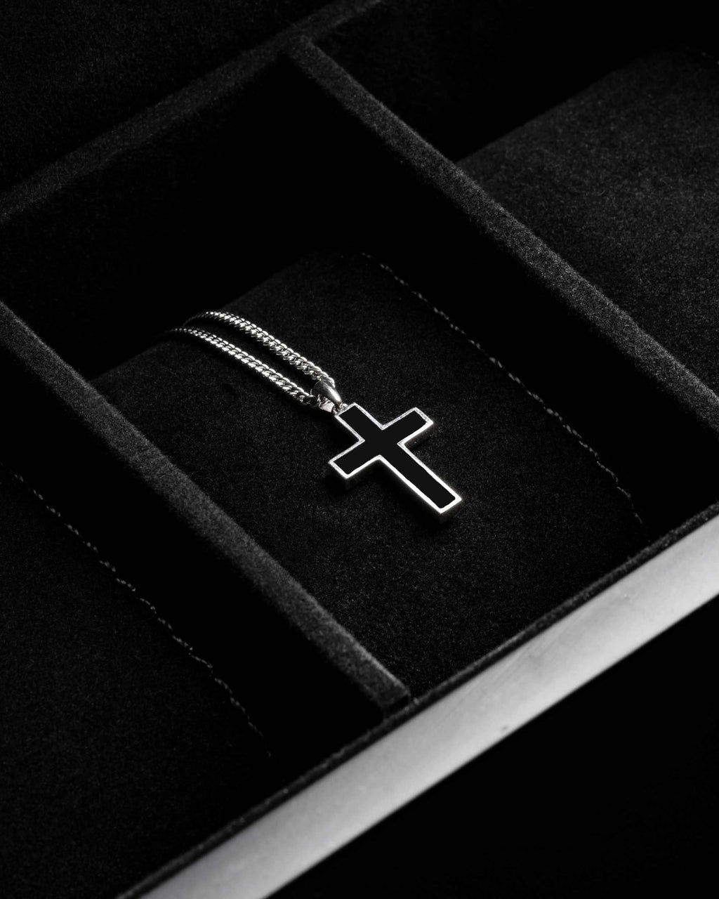 Sterling Silver Cross Pendant Necklace with Box Chain