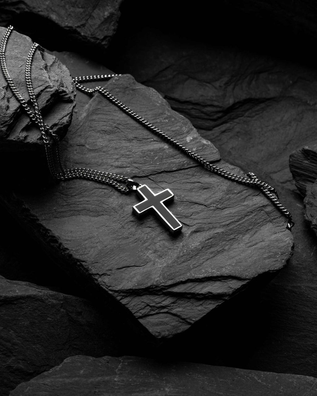 Sterling Silver Cross Pendant Necklace with Box Chain