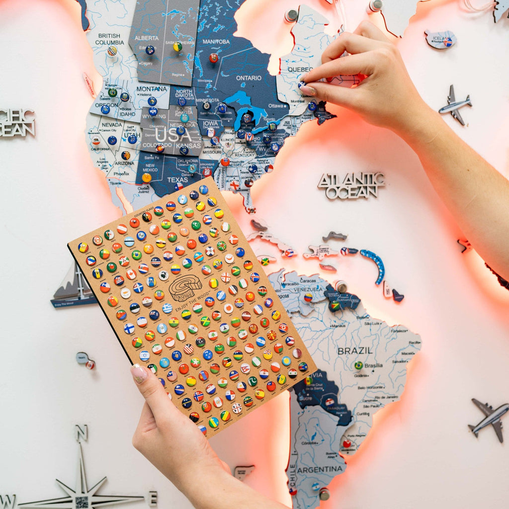 3D Luminous Wooden World Map 3.0 with LED Backlight & Smart Sync