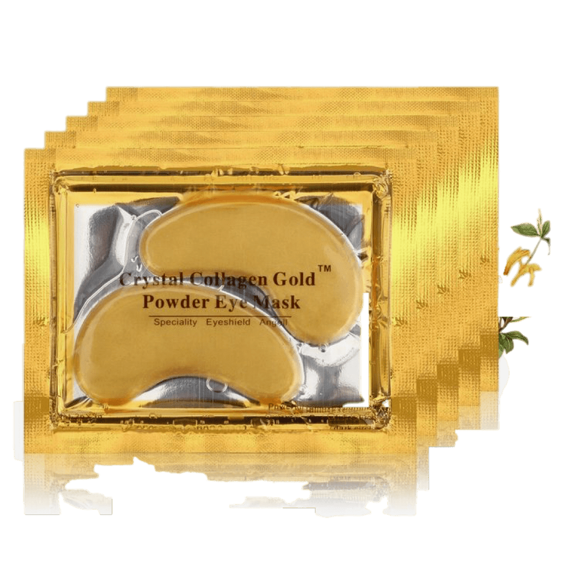 Crystal 24K Gold Collagen Powder Gel eye patches for under-eye hydration and dark circle reduction.