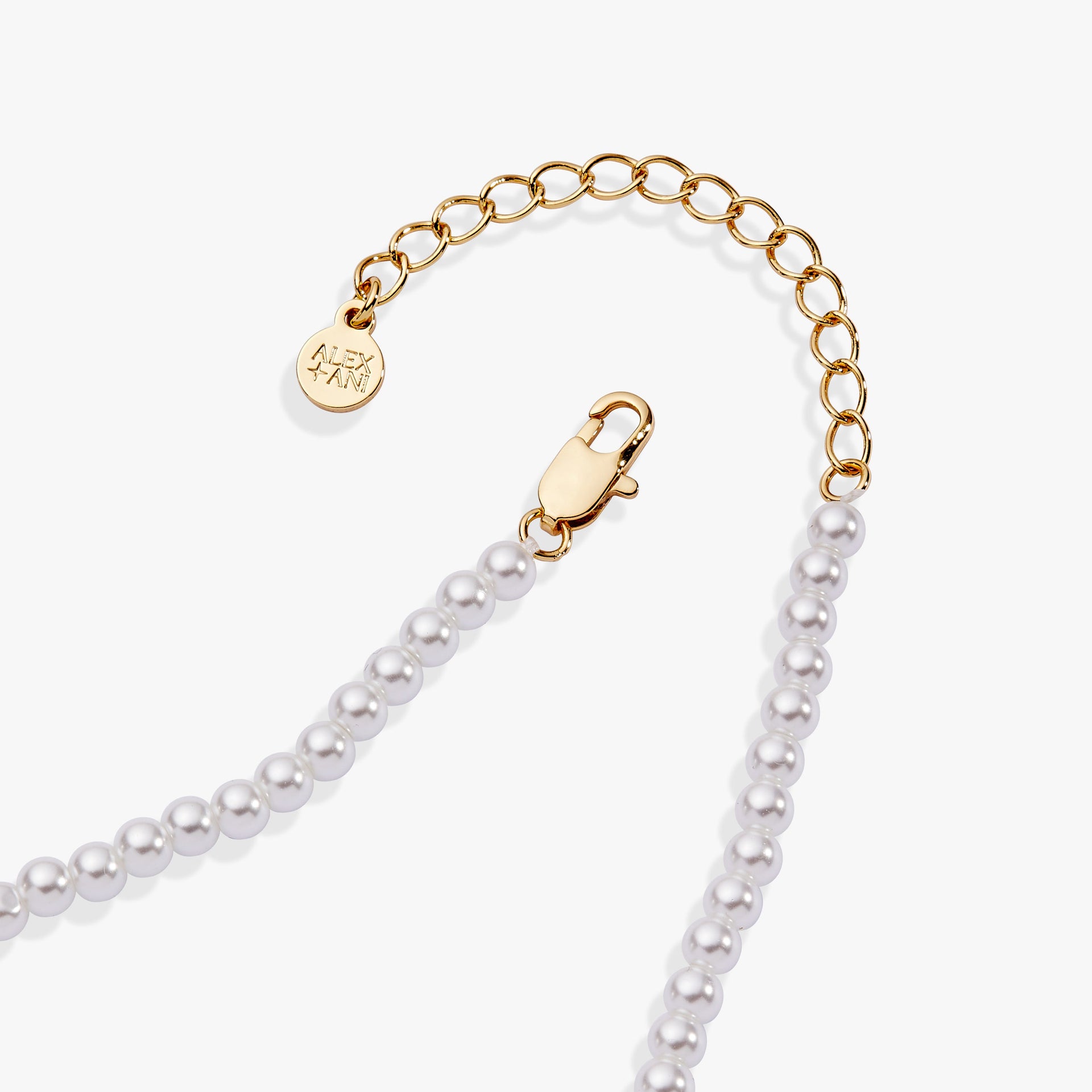 Crystal and Pearl Beaded Necklace in White and Gold for Women