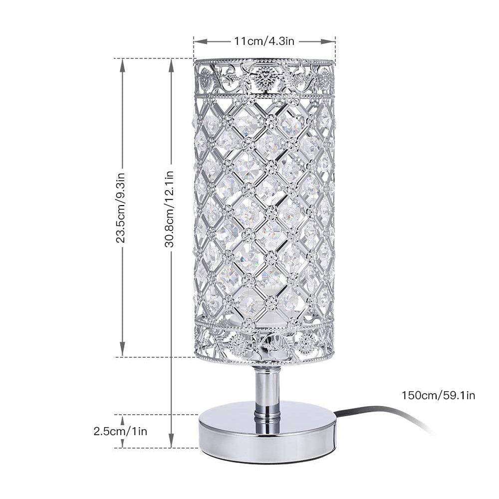 Glamorous Crystal Bedside Table Lamp in Silver and Clear Finish