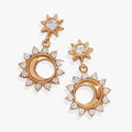 Crystal sun and crescent moon drop earrings with teardrop gem accents