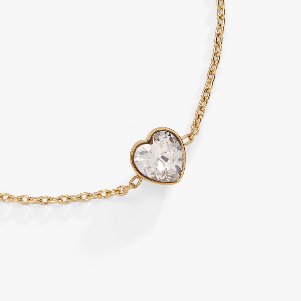 Gold-Tone Crystal Heart Inline Bracelet for Everyday Wear