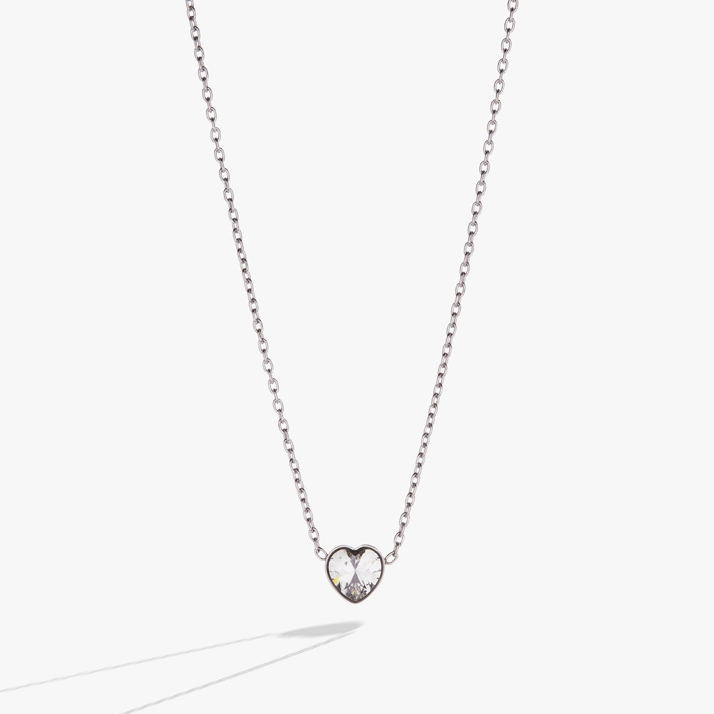 Crystal Heart Pendant Necklace in Gold-Tone Stainless Steel