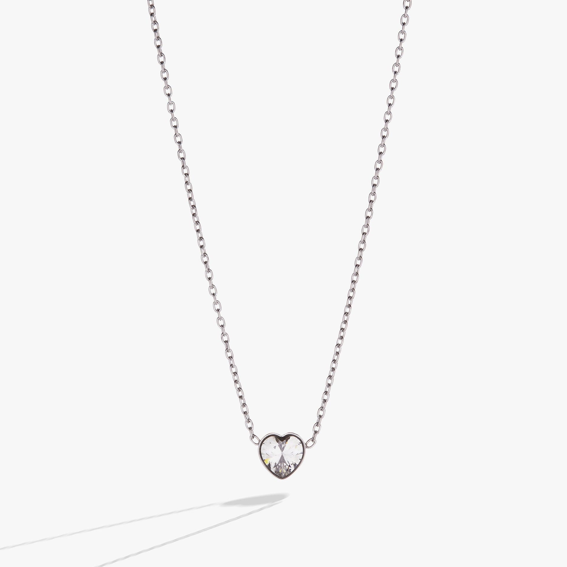 Crystal Heart Pendant Necklace in Gold-Tone Stainless Steel