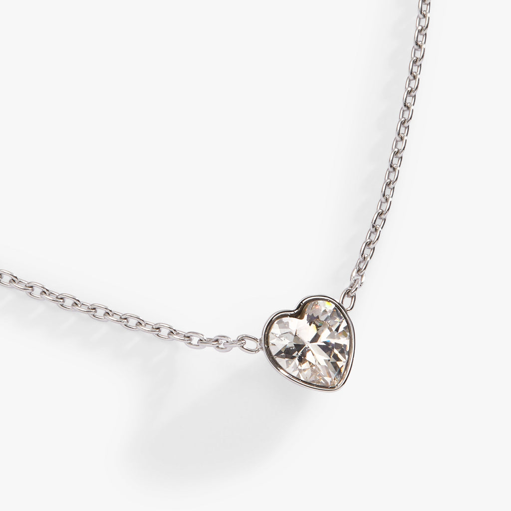 Crystal Heart Pendant Necklace in Gold-Tone Stainless Steel