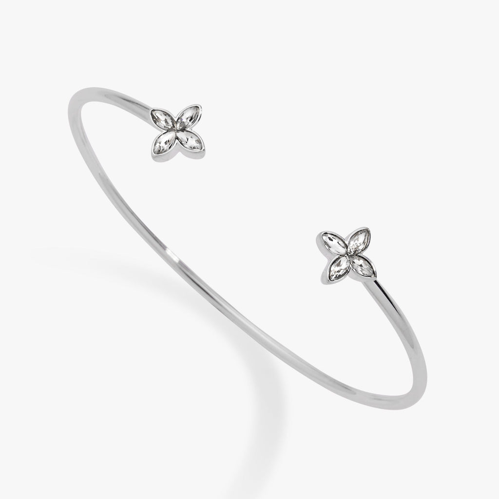 Crystal Logo Star Flex Cuff in Silver Tone