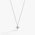 Minimalist silver necklace featuring a marquise-cut clear crystal star pendant on a delicate cable chain