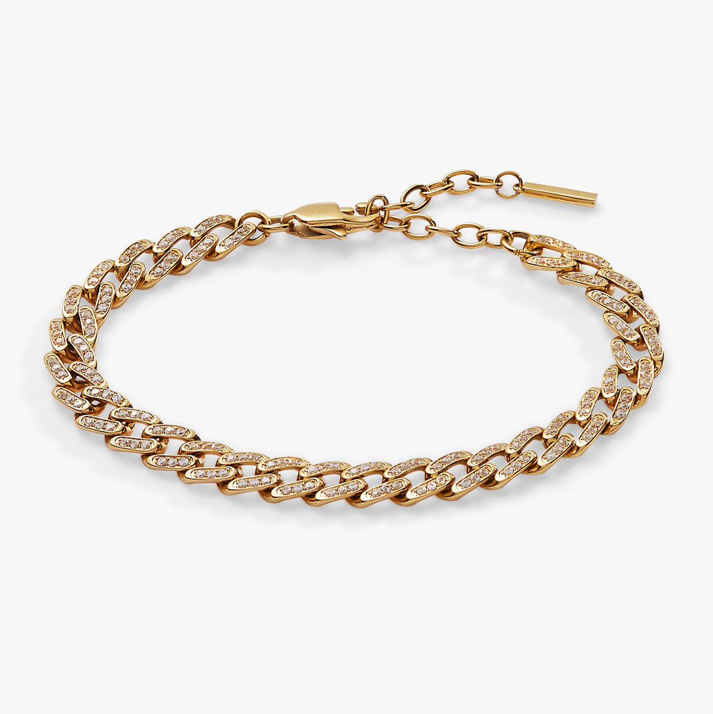 Chunky curb chain bracelet featuring pave crystal accents and an adjustable clasp