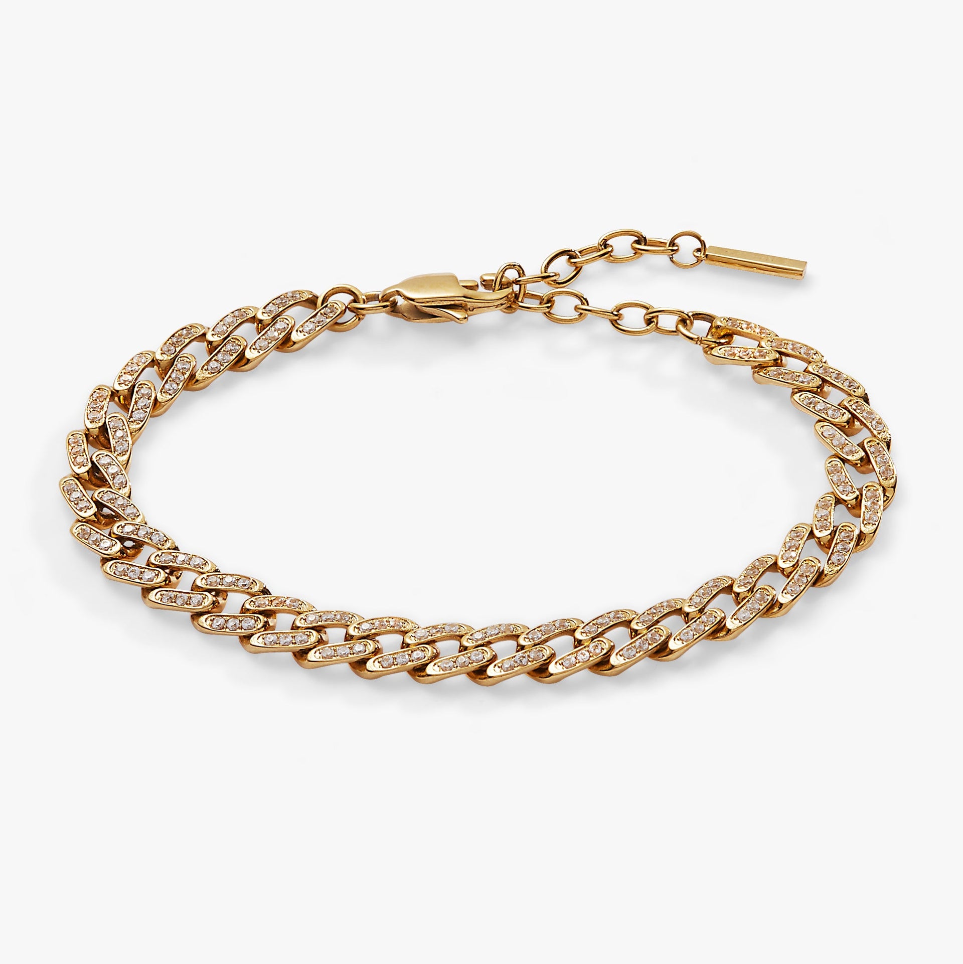 Chunky curb chain bracelet featuring pave crystal accents and an adjustable clasp