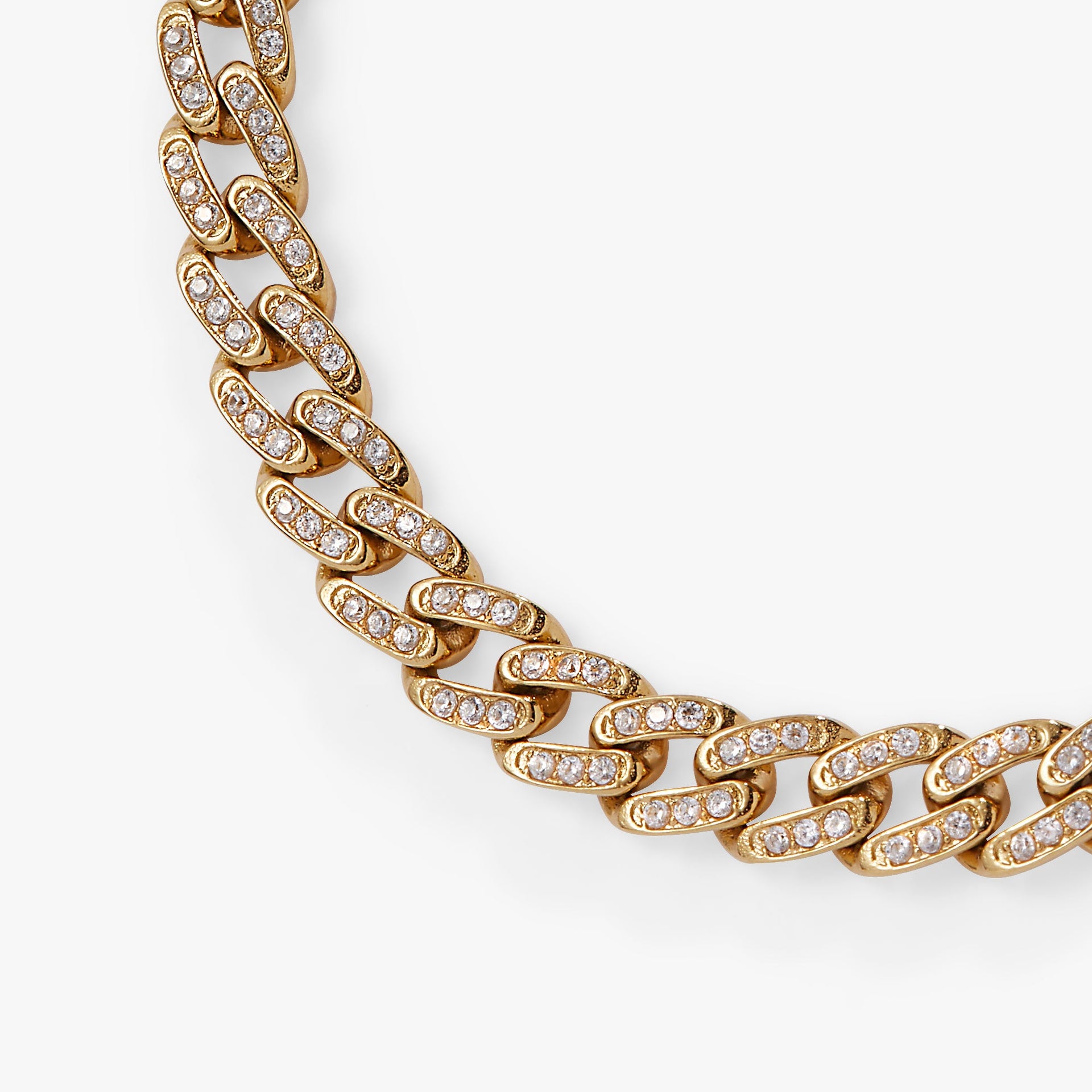 Crystal Pave Curb Chain Bracelet with Adjustable Closure