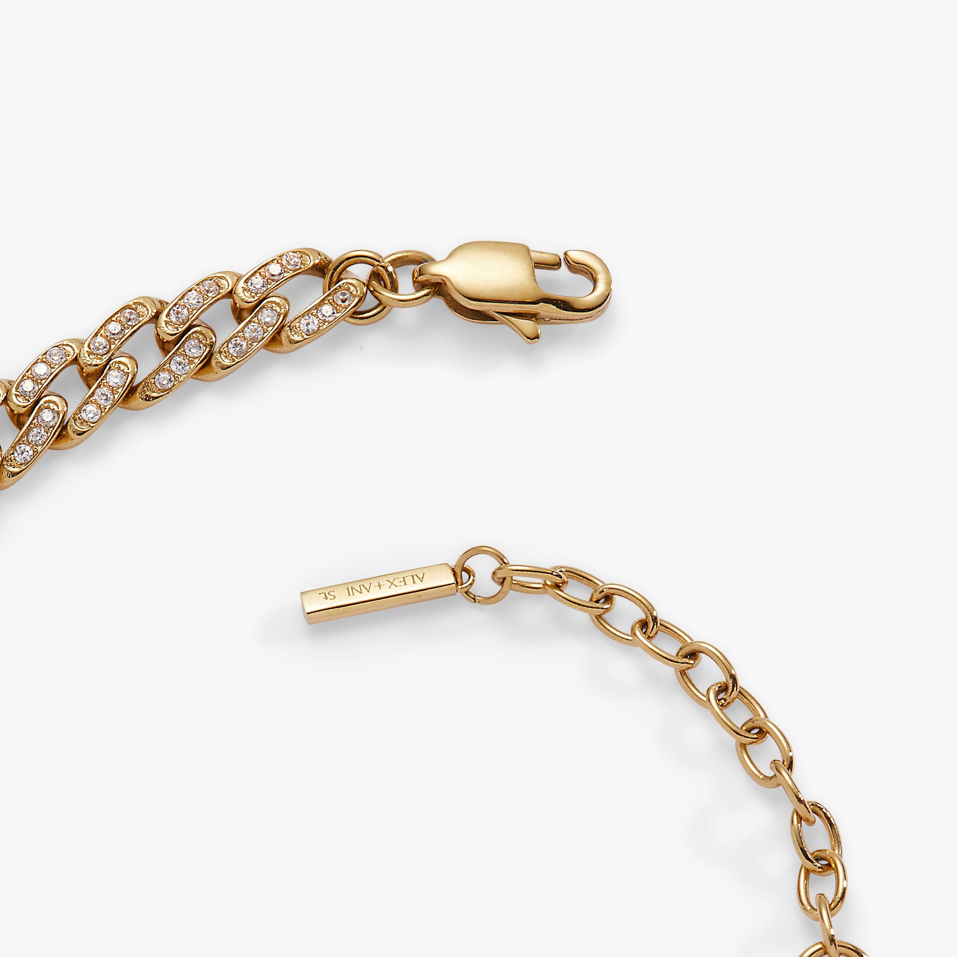 Crystal Pave Curb Chain Bracelet with Adjustable Closure