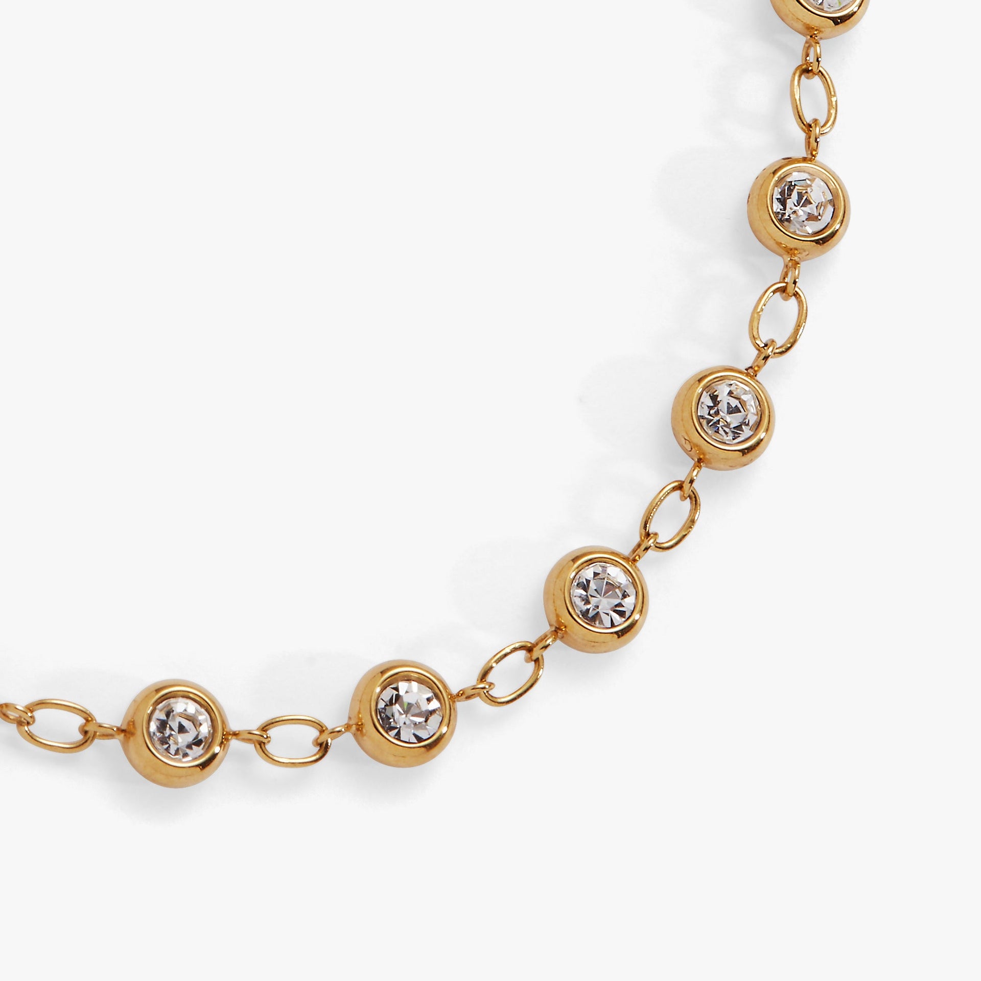 Crystal Pebble Chain Bracelet in Gold-Tone with Adjustable Clasp