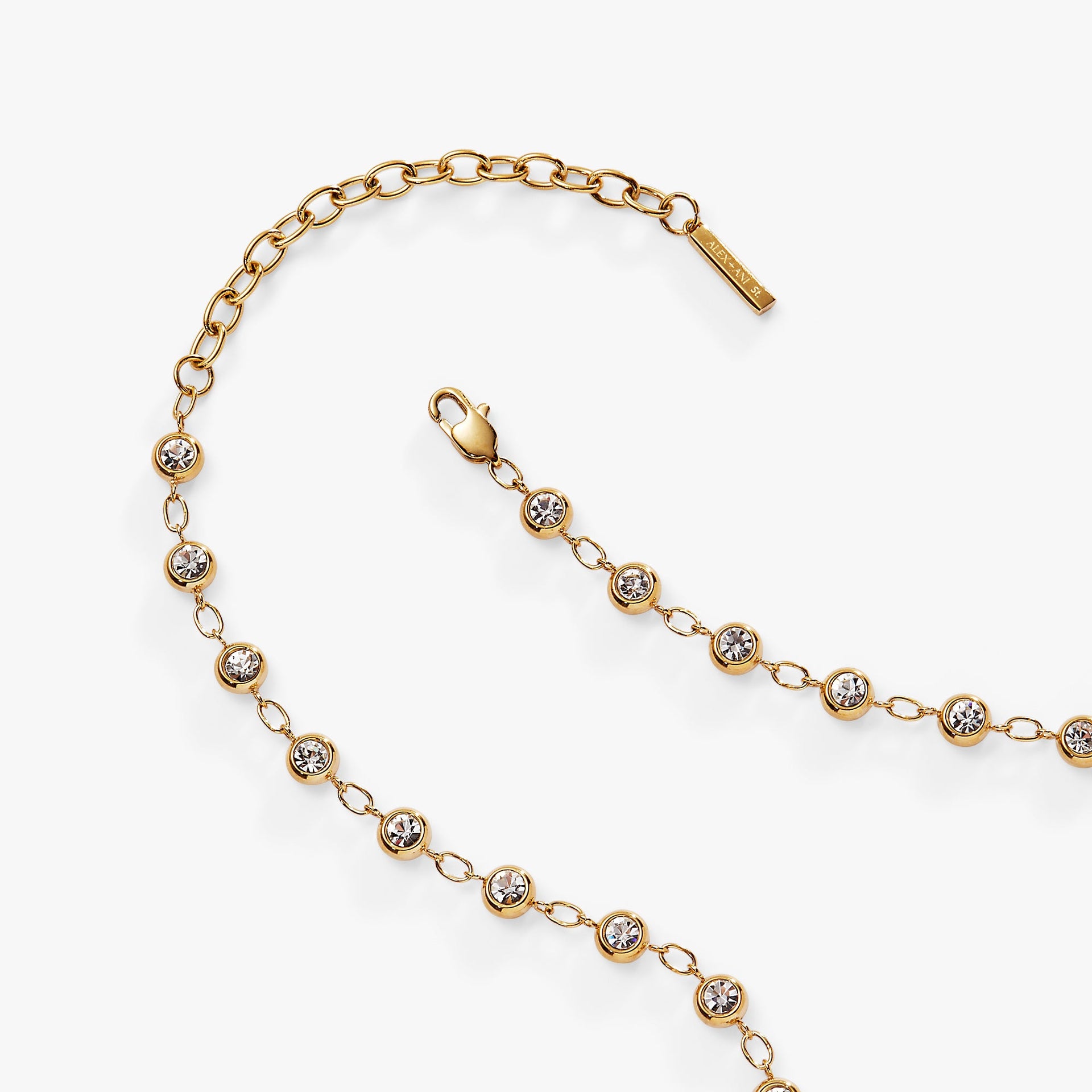 Crystal Pebble Chain Necklace in Gold Tone