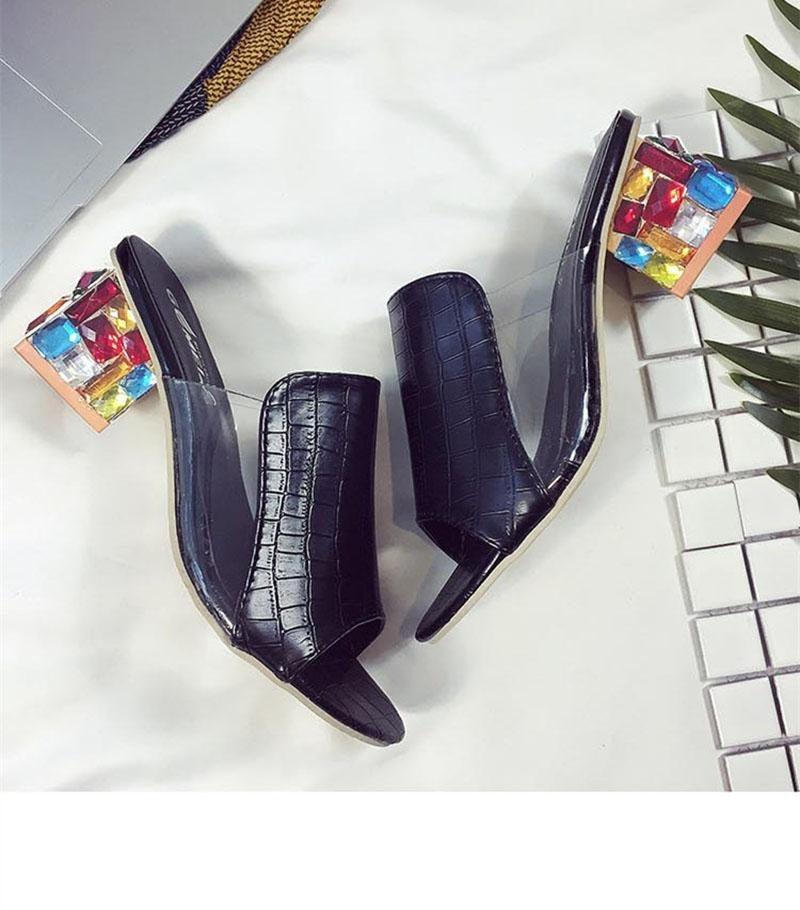 Crystal Square Toe Block Heel Sandals: Glamorous Ankle Strap