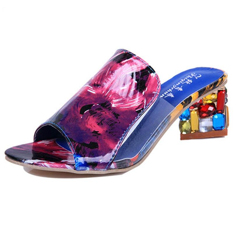 Crystal Square Toe Block Heel Sandals: Glamorous Ankle Strap